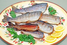 Beautiful platter of smoked trout.