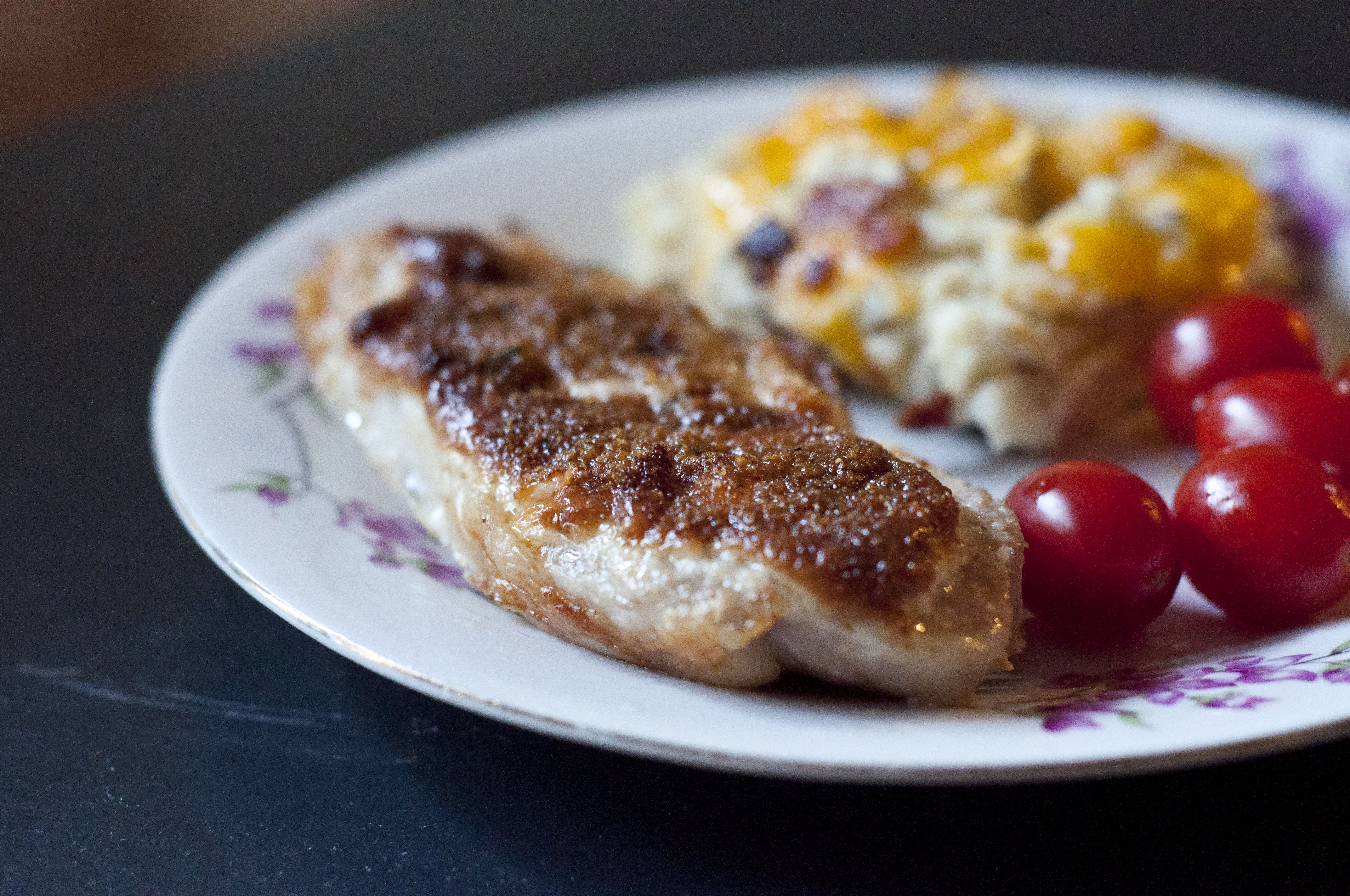 Parmesan crusted pork chops. 1/2c Best Foods mayo. 1/4c grated parmesan