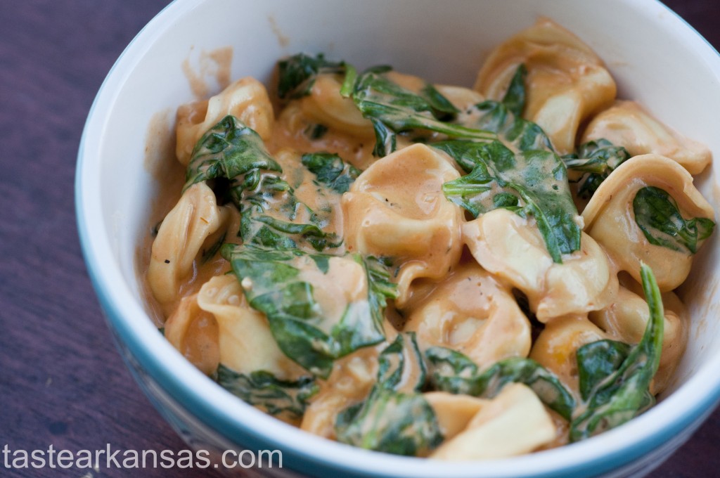 Garlic Tomato Cream Sauce with Tortellini and Spinach