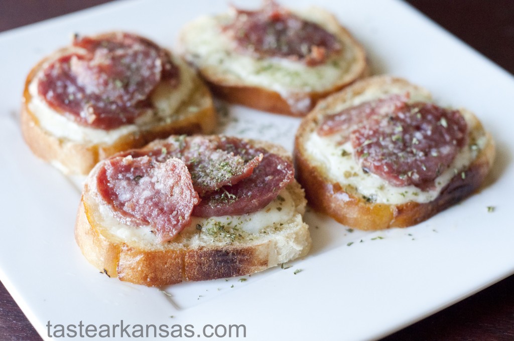 Salami and Havarti Crostini