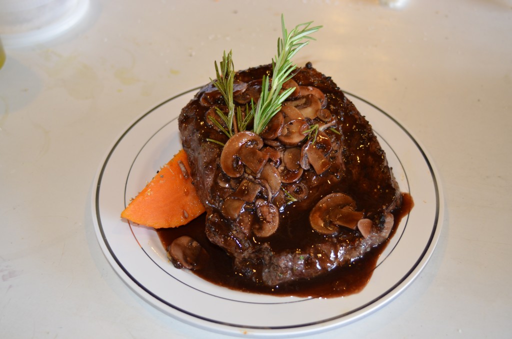 Grilled Ribeye Steak with Cabernet Mushrooms