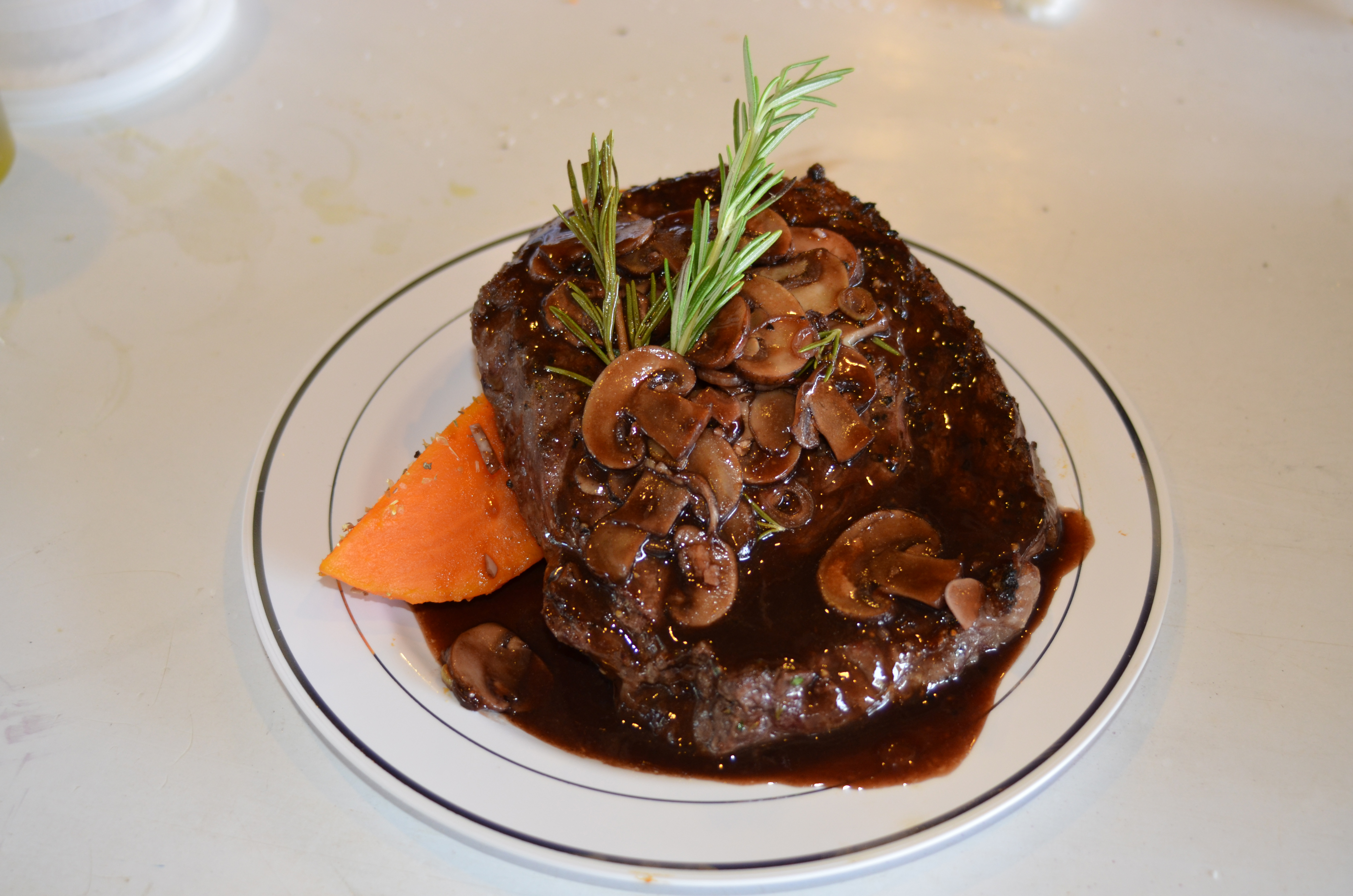 Grilled Ribeye Steak with Cabernet Mushrooms