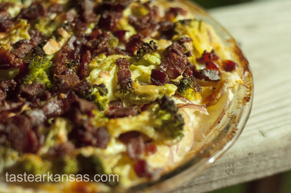 Potato Gratin with Bacon and Broccoli