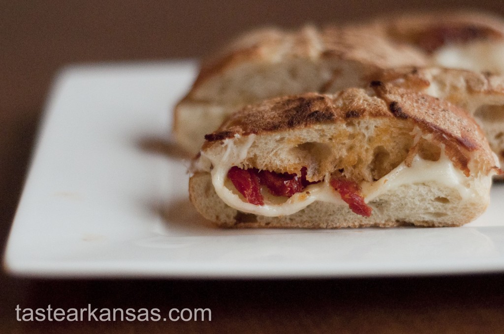 Mini Provolone and Sundried Tomato Grilled Cheese on Ciabatta