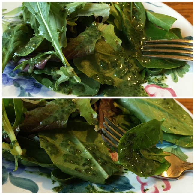 basil vinaigrette with spring greens