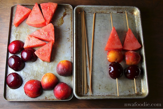 grilled fruit skewer - prep