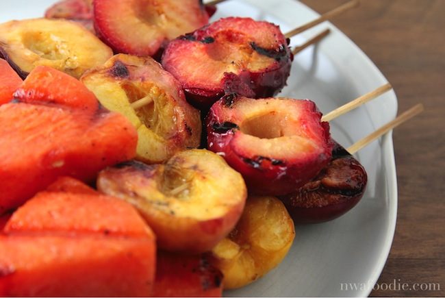 grilled fruit skewer - up close