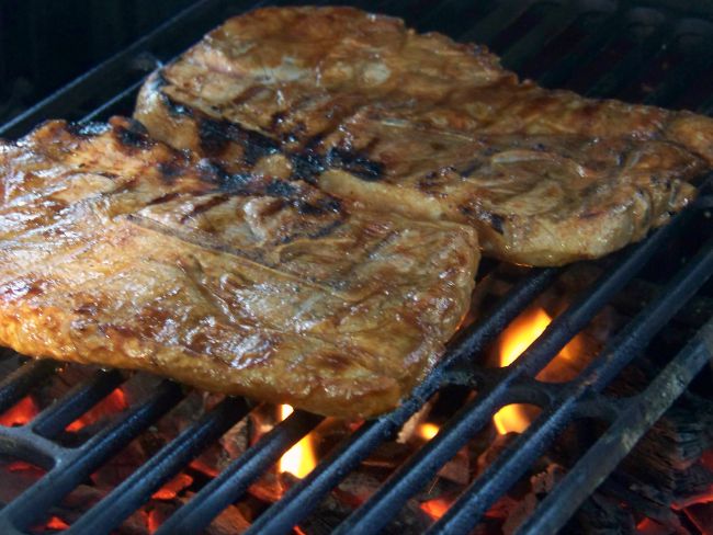 FB grilled pork steaks done on grill