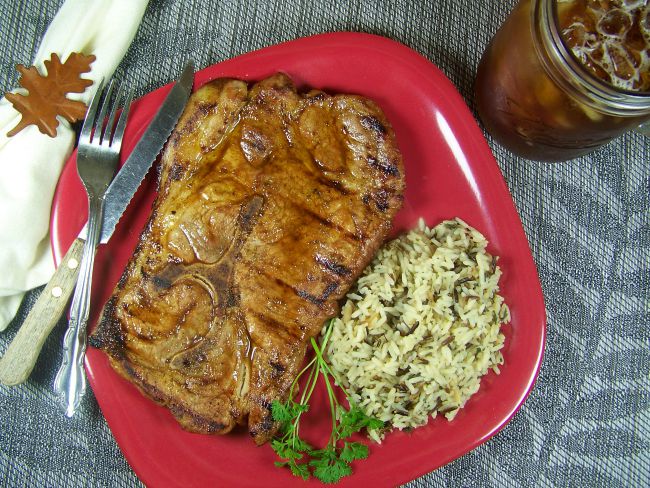 FB grilled pork steaks on plate resized