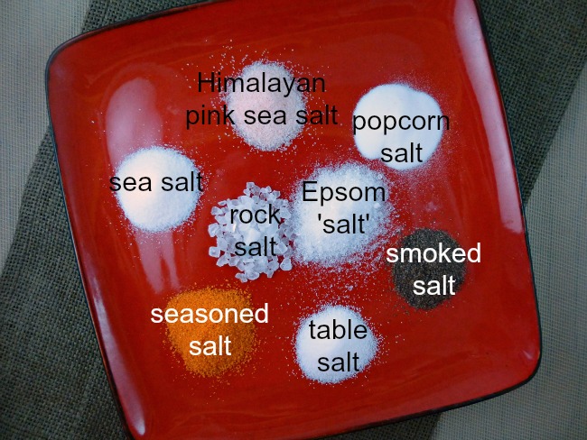 FB salt on red plate with labels