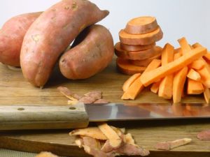 FB sweet potatoes on cutting board