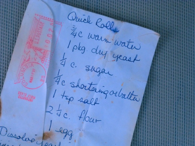 FB rolls recipe on envelope