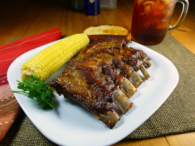 Kickin' Pork Spare Ribs on plate