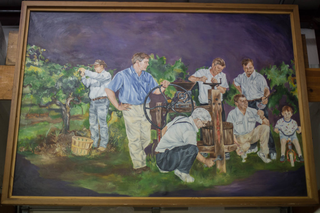 A painting of the Post clan on display at the Winery. 