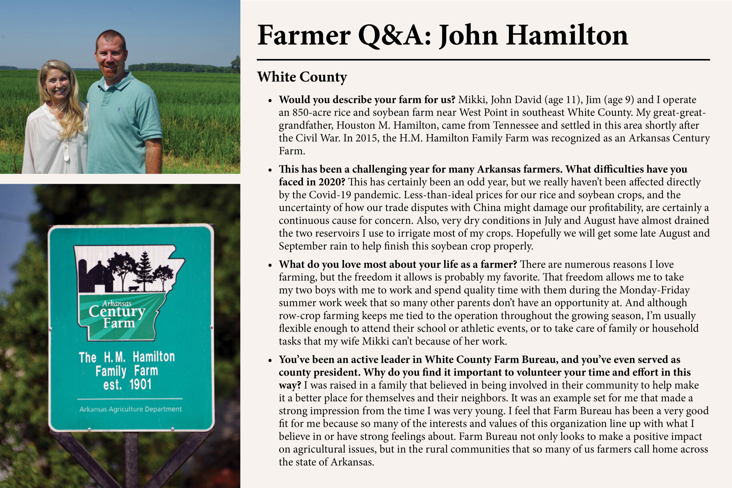 Get to know White County farmer John Hamilton and his family with these questions and answers. 